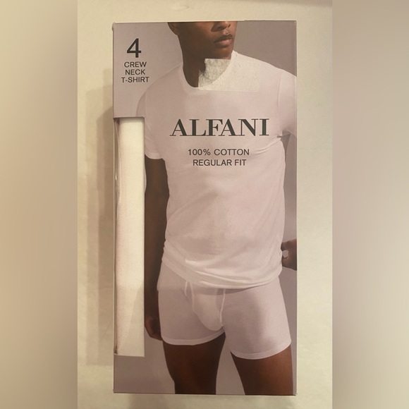 Alfani Men’s 4 Pack White Crew Neck Regular Fit T-Shirt Size XXL NWT - Picture 1 of 4